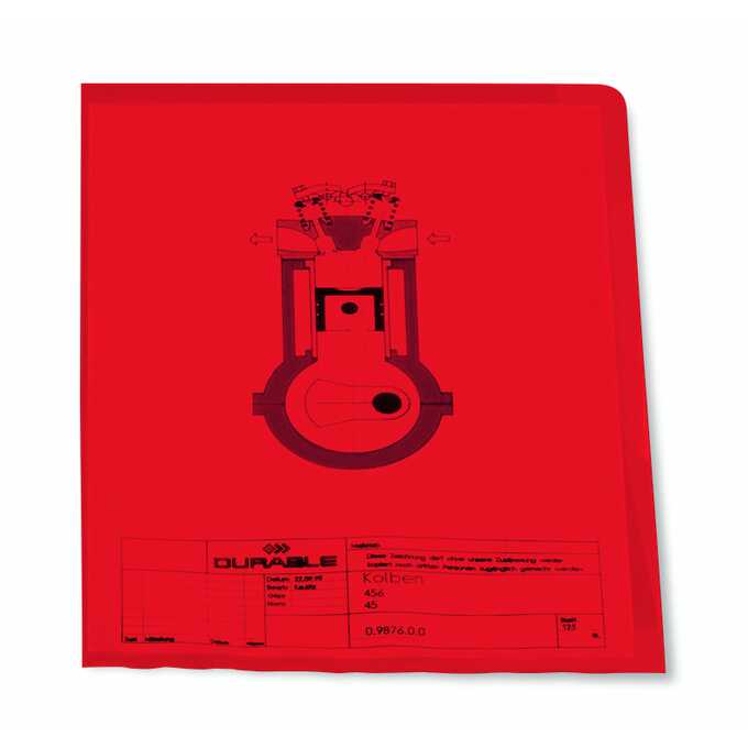 Obwoluta przezroczysta DURABLE, A4, PP 0,12 mm, czerwona (100 sztuk)
