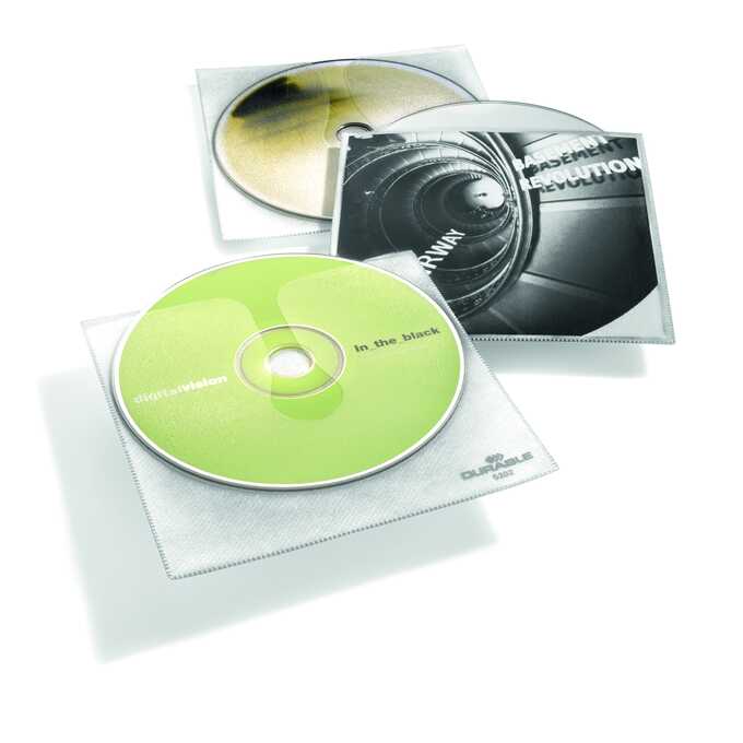 Kieszeń na CD z PP z wyściółką ochronną i kieszenią na opis CD COVER DURABLE,opk.10 szt.
