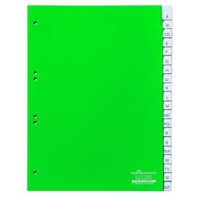 Przekładki A4 zielone, zgrzane wymienne indeksy, A-Z