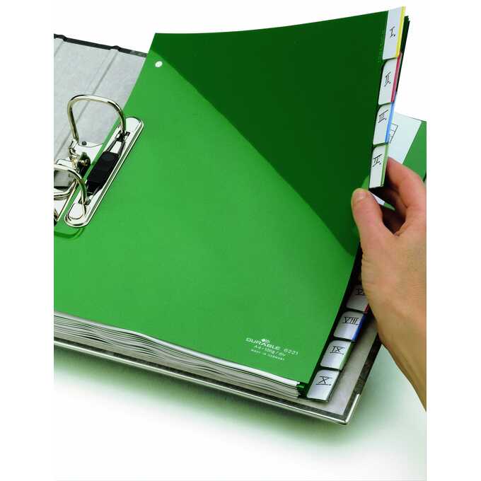 Przekładki A4 zielone, zgrzane wymienne indeksy, 10 części