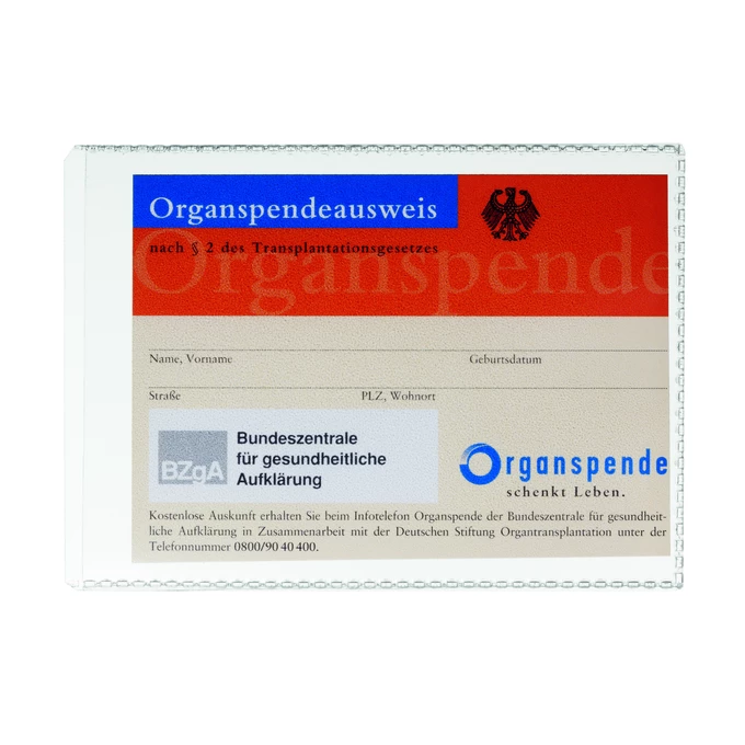 Obwoluta ochronna na karty ident., A7, wytrzymały PP,  wym. 74x105 mm (wys x szer)
