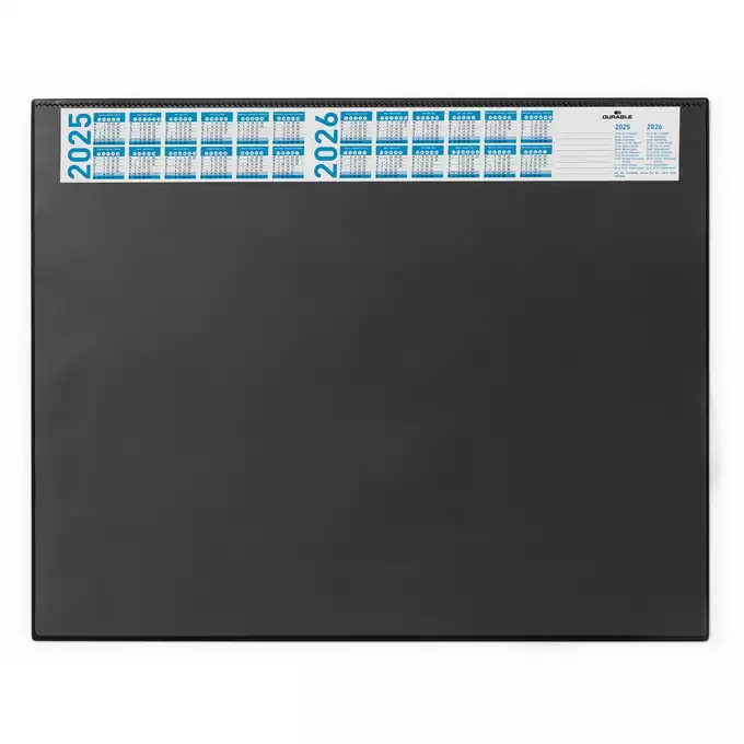 Podkład na biurko 650x520 mm z kalendarzem i przezroczystą nakładką, czarny