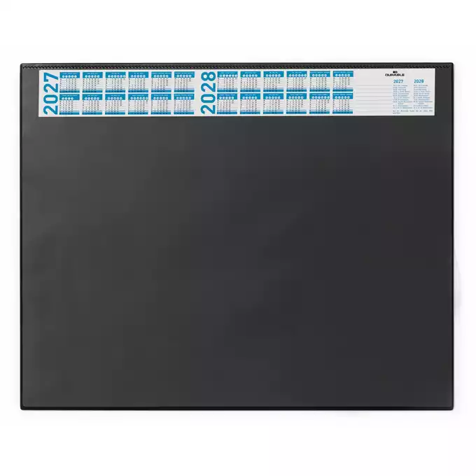 Podkład na biurko 650x520 mm z kalendarzem i przezroczystą nakładką, czarny
