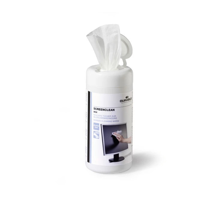 Ściereczki do czyszczenia ekranu,nasączone tuba,SCREENCLEAN BOX 100 DURABLE