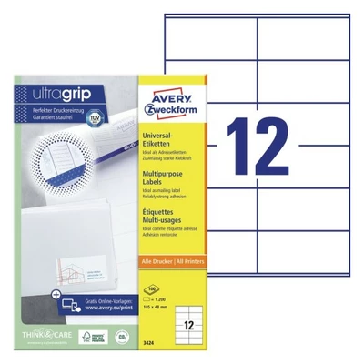 ETYKIETA A4 105X48 AVERY ZWECKFORM UNIWERSALNA 100ARK