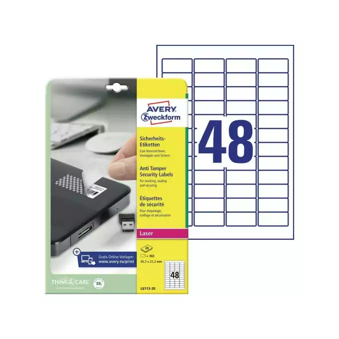 ETYKIETA A4 45,7X21,2 AVERY ZWECKFORM PLOMBY 20ARK