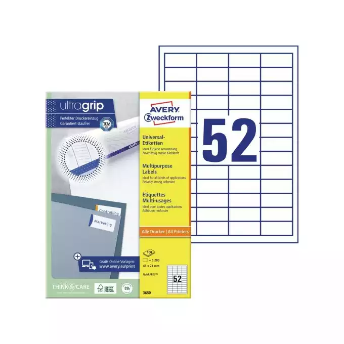 ETYKIETA A4 48X21 AVERY ZWECKFORM UNIWERSALNA 100ARK