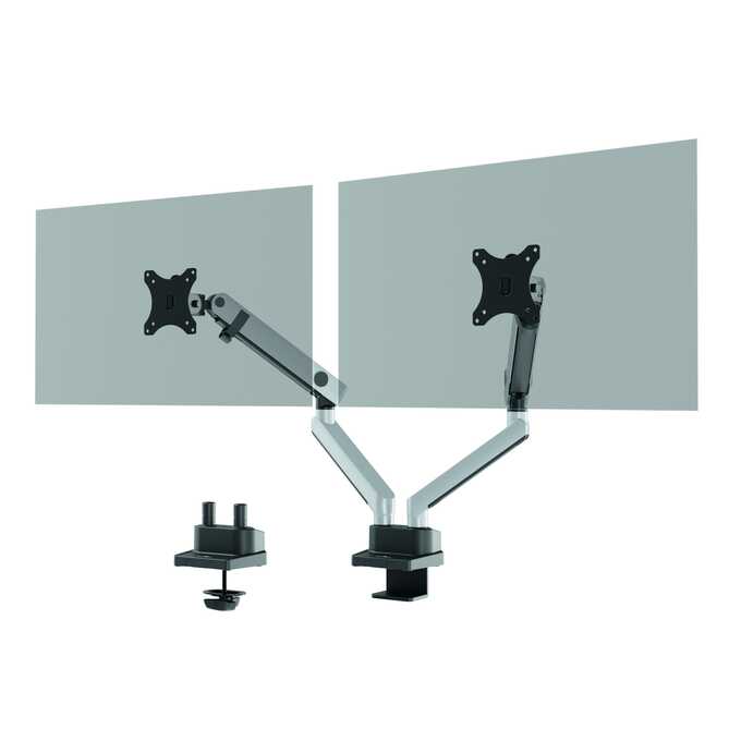 Uchwyt SELECT PLUS z ramieniem do 2 monitorów z mocowaniem do stołu
