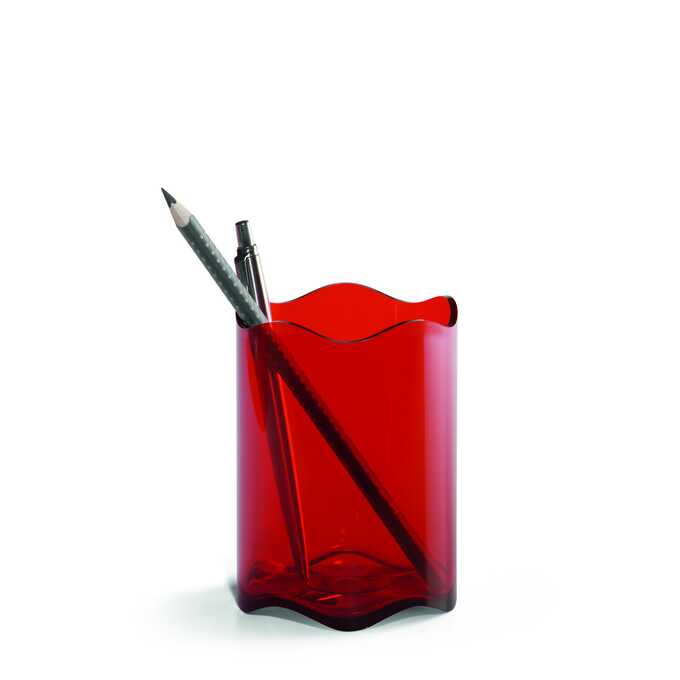Pojemnik na długopisy TREND DURABLE - Kolor: czerwony przezroczysty