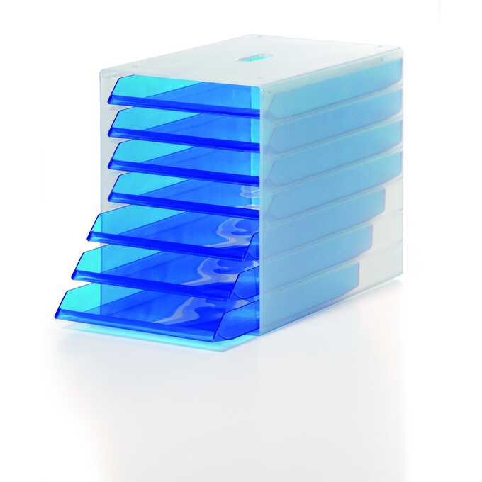 IDEALBOX A4 pojemnik z 7 szufladami DURABLE - Kolor: niebieski przezroczysty