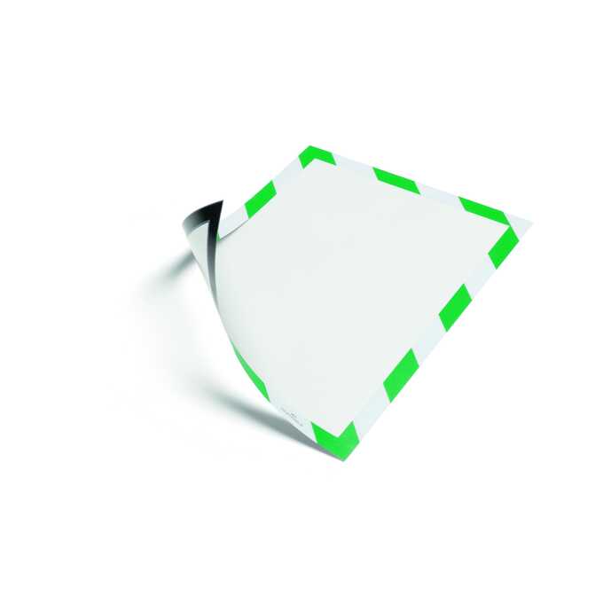 Ramka ostrzegawcza samoprzylepna z podnoszoną przednią stroną magnetyczną  DURAFRAME SECURITY A4 DURABLE, 10 sztuk - Kolor: zielony/biały