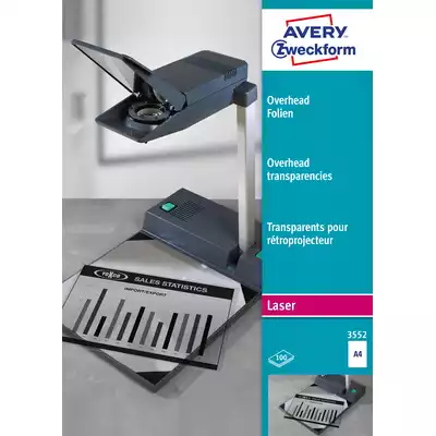 Folie do rzutników laserowe, kopiarki, Arkuszy 100, przezroczysty
