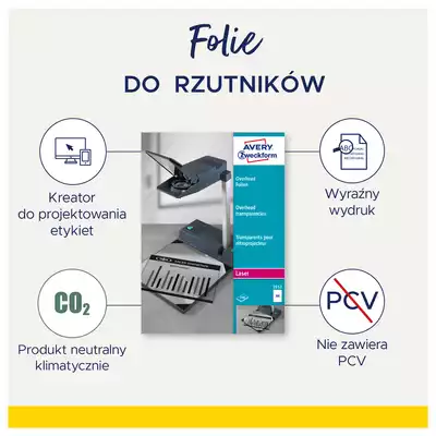 Folie do rzutników laserowe, kopiarki, Arkuszy 100, przezroczysty