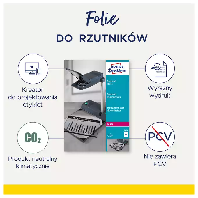 Folie do rzutników laserowe, kopiarki, Arkuszy 100, przezroczysty