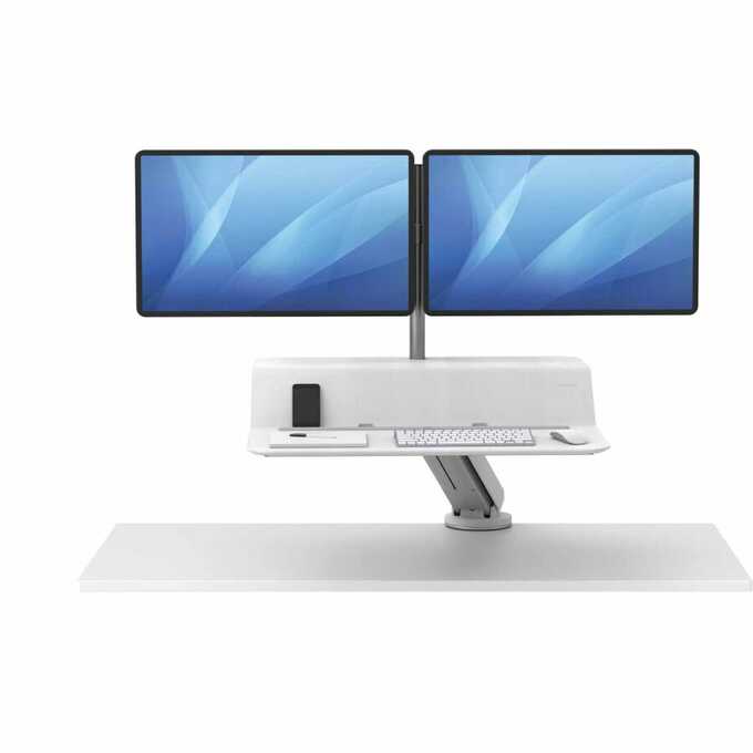 Stanowisko do pracy Sit-Stand Lotus™ RT - białe na 2 monitory