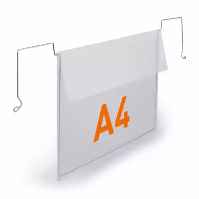 Kieszeń magazynowa z uchwytami z drutu z klapka A4 pozioma PP