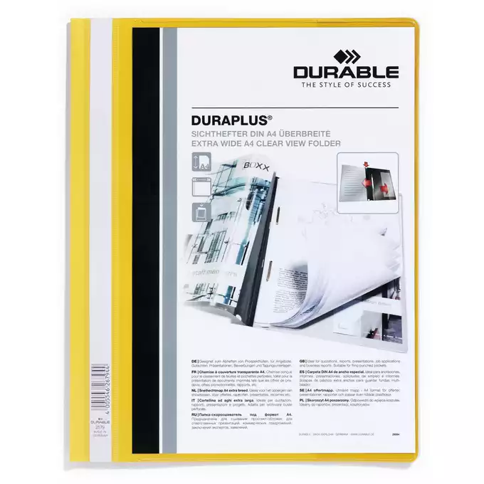 Skoroszyt prezentacyjny DURAPLUS® A4+, żółty