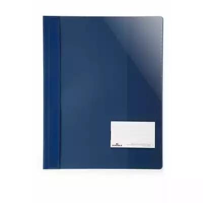 Skoroszyt z przezroczystą okładką A4+ z okienkiem 90x57 mm, granatowy
