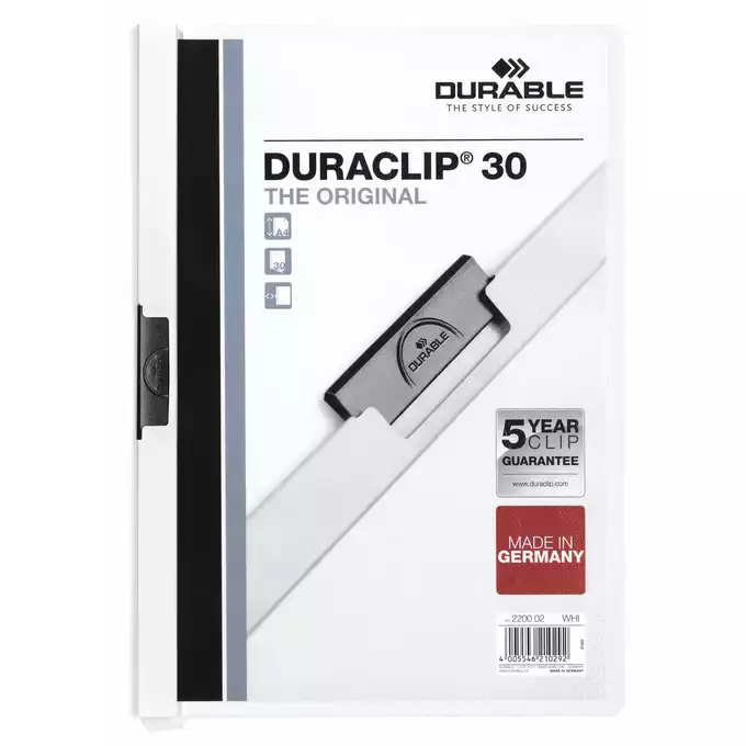 Skoroszyt zaciskowy DURACLIP® 30 A4, biały