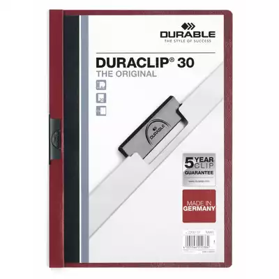 Skoroszyt zaciskowy DURACLIP® 30 A4, ciemnoczerwony
