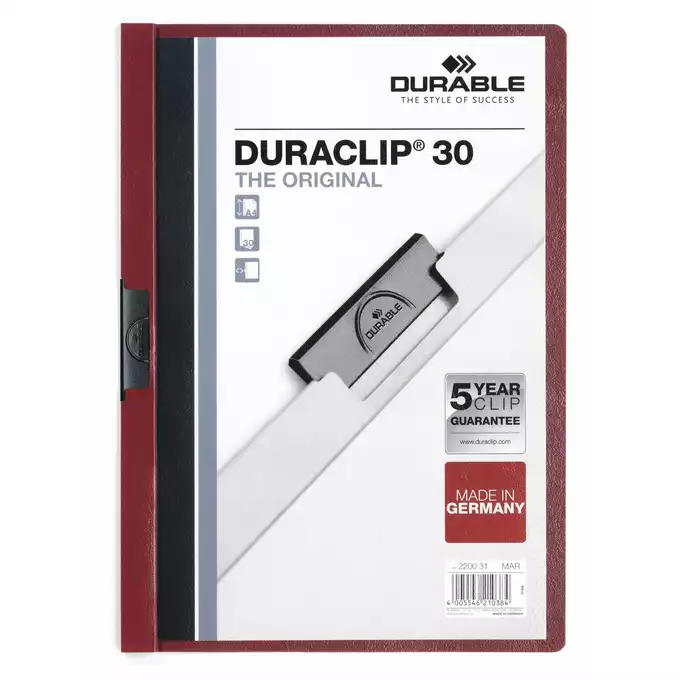 Skoroszyt zaciskowy DURACLIP® 30 A4, ciemnoczerwony