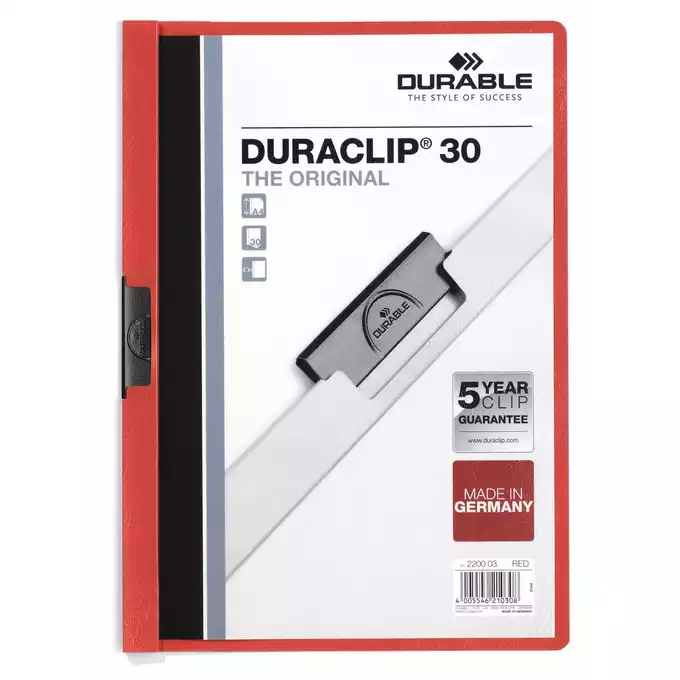 Skoroszyt zaciskowy DURACLIP® 30 A4, czerwony