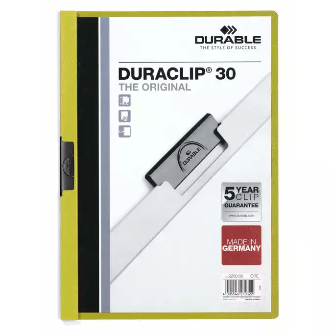Skoroszyt zaciskowy DURACLIP® 30 A4, zielony