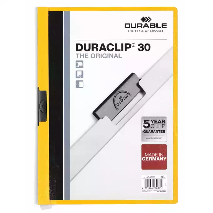 Skoroszyt zaciskowy DURACLIP® 30 A4, żółty