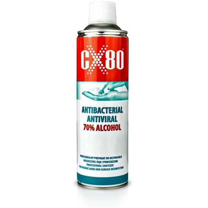 Płyn do dezynfekcji rąk CX80, wirusobójczy, bakteriobójczy w aerozolu 500 ml
