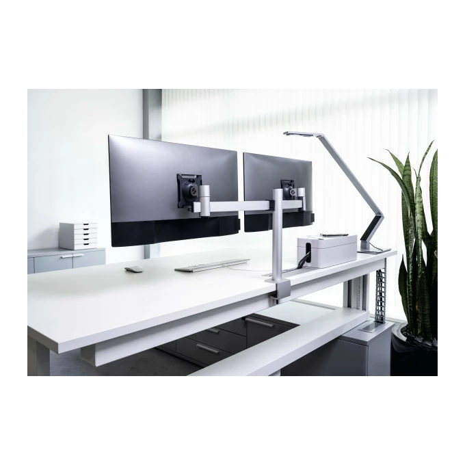 Uchwyt DURABLE do dwóch monitorów, z zaciskiem biurkowym