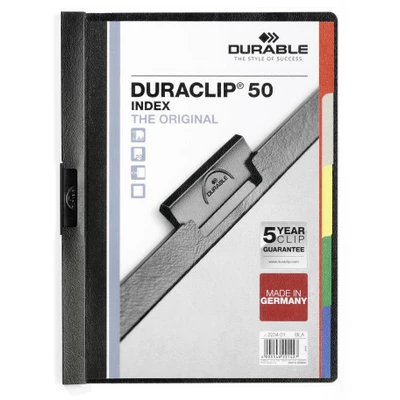 DURACLIP Original 50 Index, skoroszyt zaciskowy z 5 kol. przekładkami