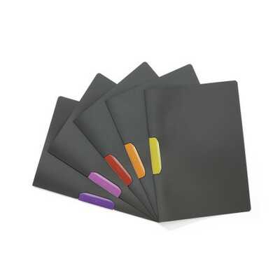 DURASWING, skoroszyt zaciskowy z ciemnej folii PP z kolorowym zaciskiem; 1-30 kartek