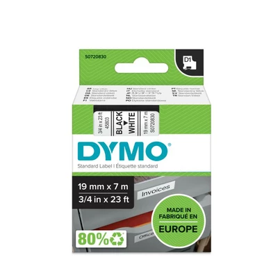 DYMO LM Taśma D1 19mm x 7m czarny nadruk na białym tle