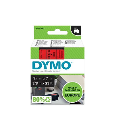 DYMO LM Taśma D1 9mm x 7m czarny nadruk na czerwonym tle