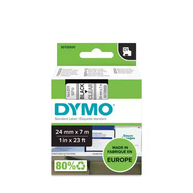 DYMO LM Taśma D1 czarny nadruk na przezroczystym tle 24mm x 7m