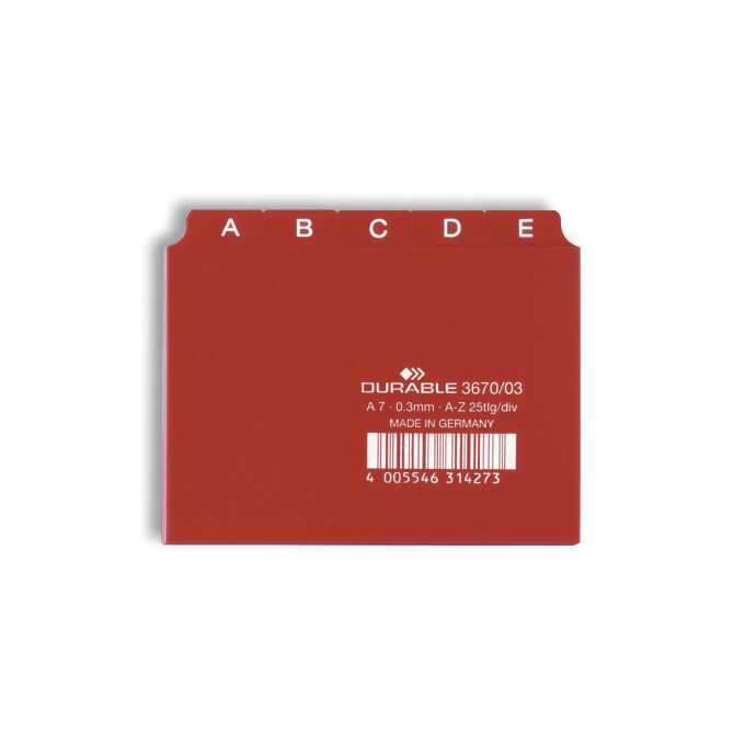 Przekładki A7 25 szt. 5/5 do kartoteki z wydrukowanymi indeksami 20mm - Kolor: czerwony