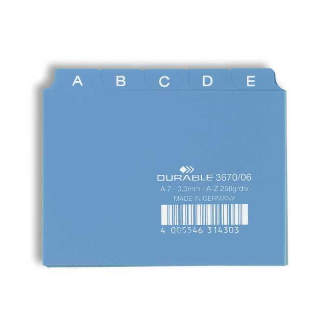 Przekładki A7 25 szt. 5/5 do kartoteki z wydrukowanymi indeksami 20mm - Kolor: niebieski
