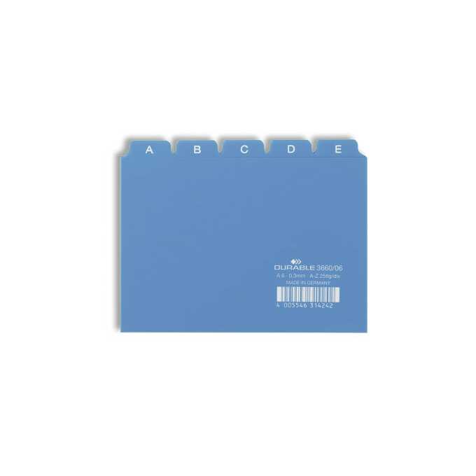 Przekładki A6 25 szt. 5/5 do kartoteki z wydrukowanymi indeksami 25mm - Kolor: niebieski