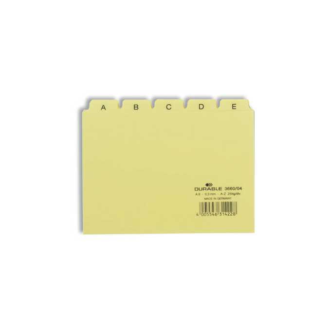 Przekładki A6 25 szt. 5/5 do kartoteki z wydrukowanymi indeksami 25mm - Kolor: żółty